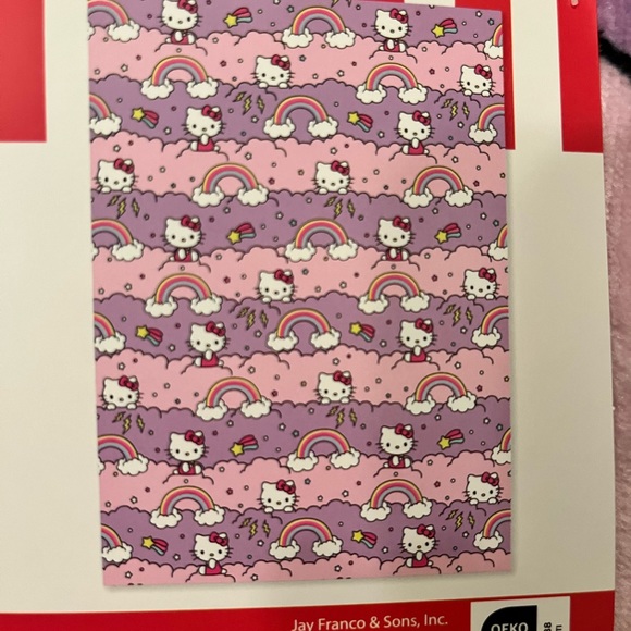 *NEW* Hello Kitty Purple Pink Striped Rainbow Blanket. - Picture 3 of 4